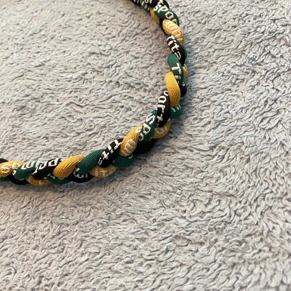 Triple Braided Sports Performance Titanium Necklace - Tan, Green, & Black - Picture 3 of 6